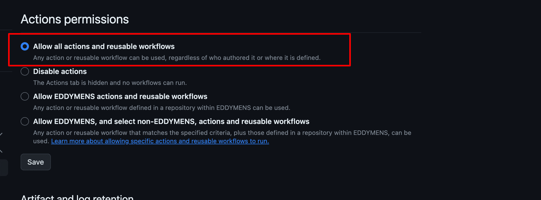 GitHub Action permissions [→]