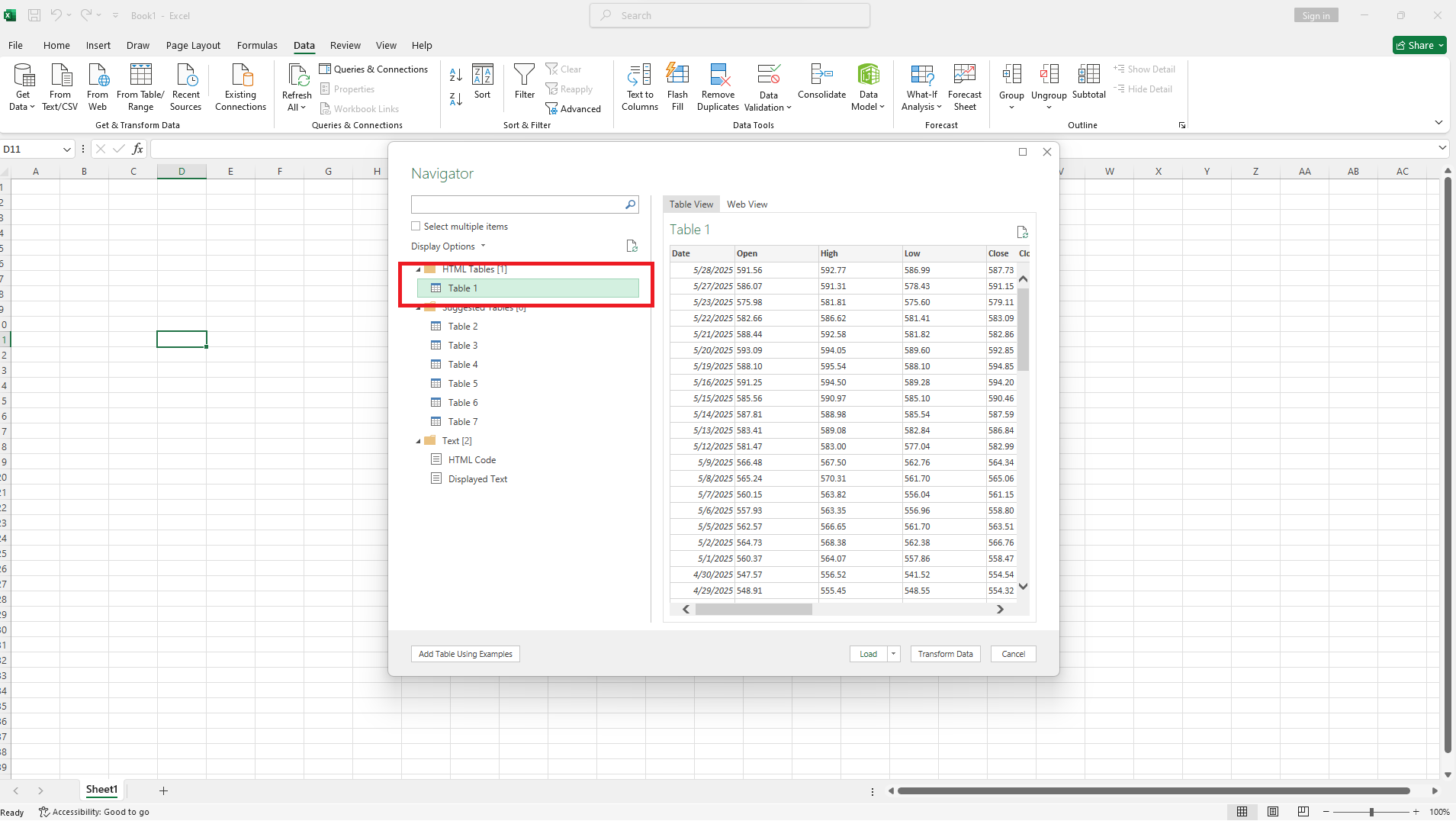 Selecting data tables in Excel [→]