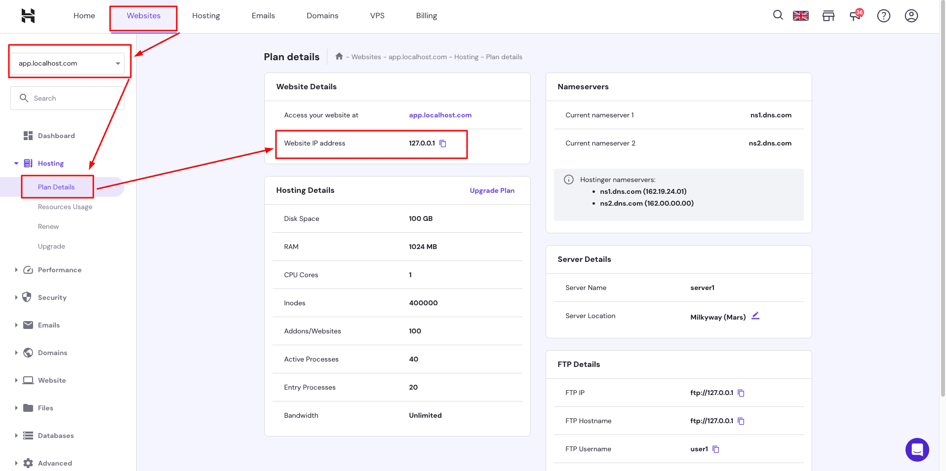 Hostinger dashboard [→]