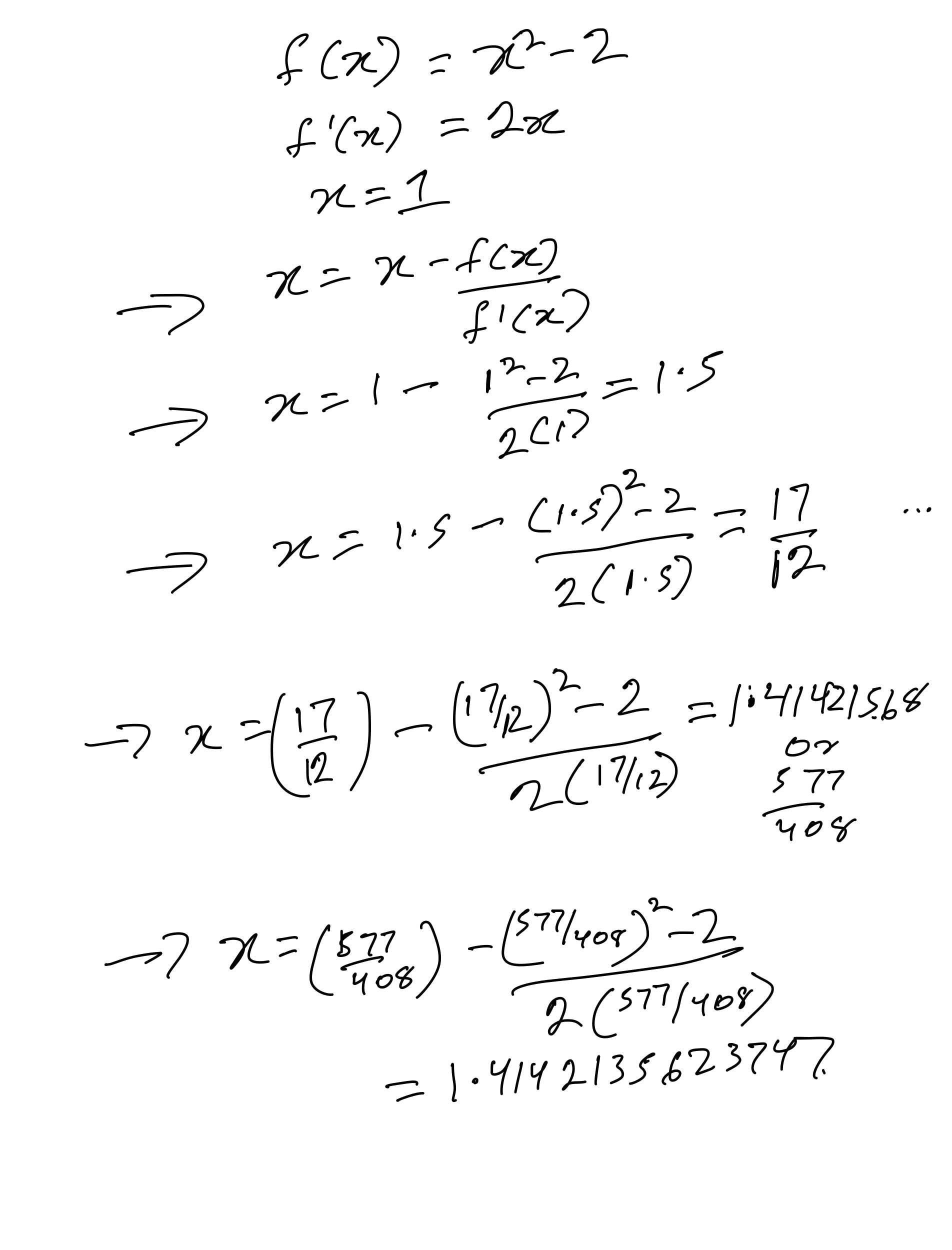 Using Newton's method to find the square root of 2 [→]