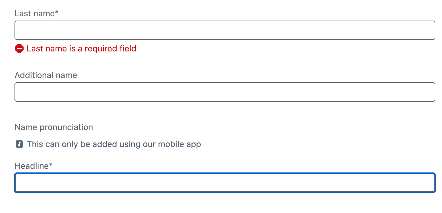 form showing required fields [→]
