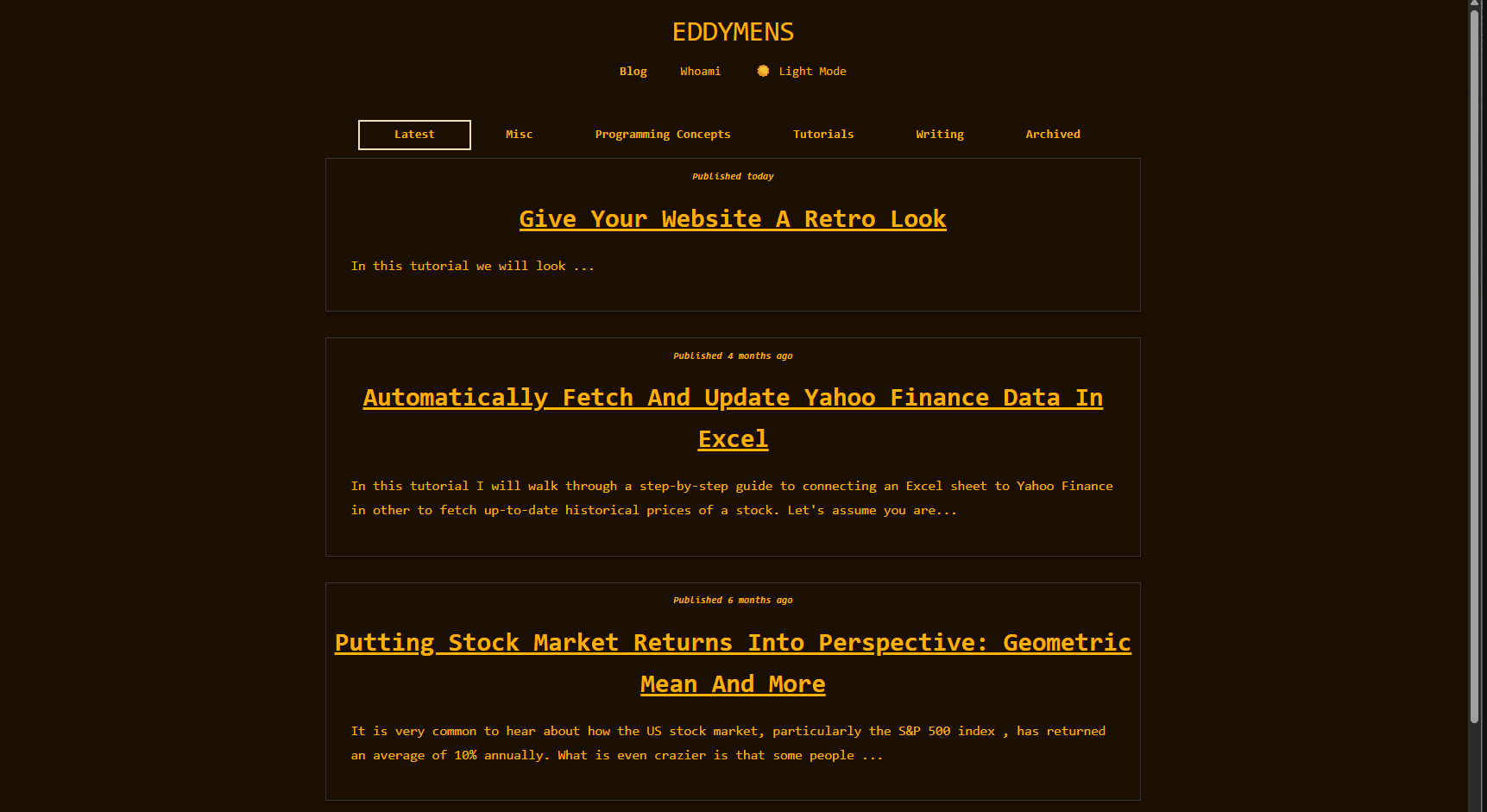 Amber Retro website theme [→]