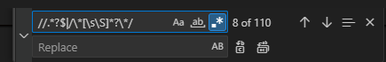 VS Code search and replace bar [→]
